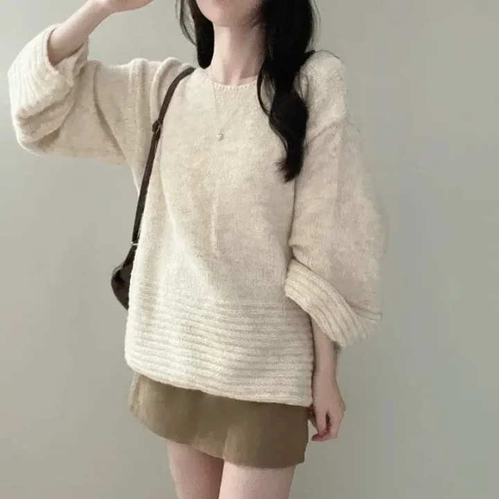 

Chic Lazy Sle Slant oulder Sweater Women Soft Cozy Loose oulder Top Trendy Casual Knittedwear Autumn Winter New Arrival