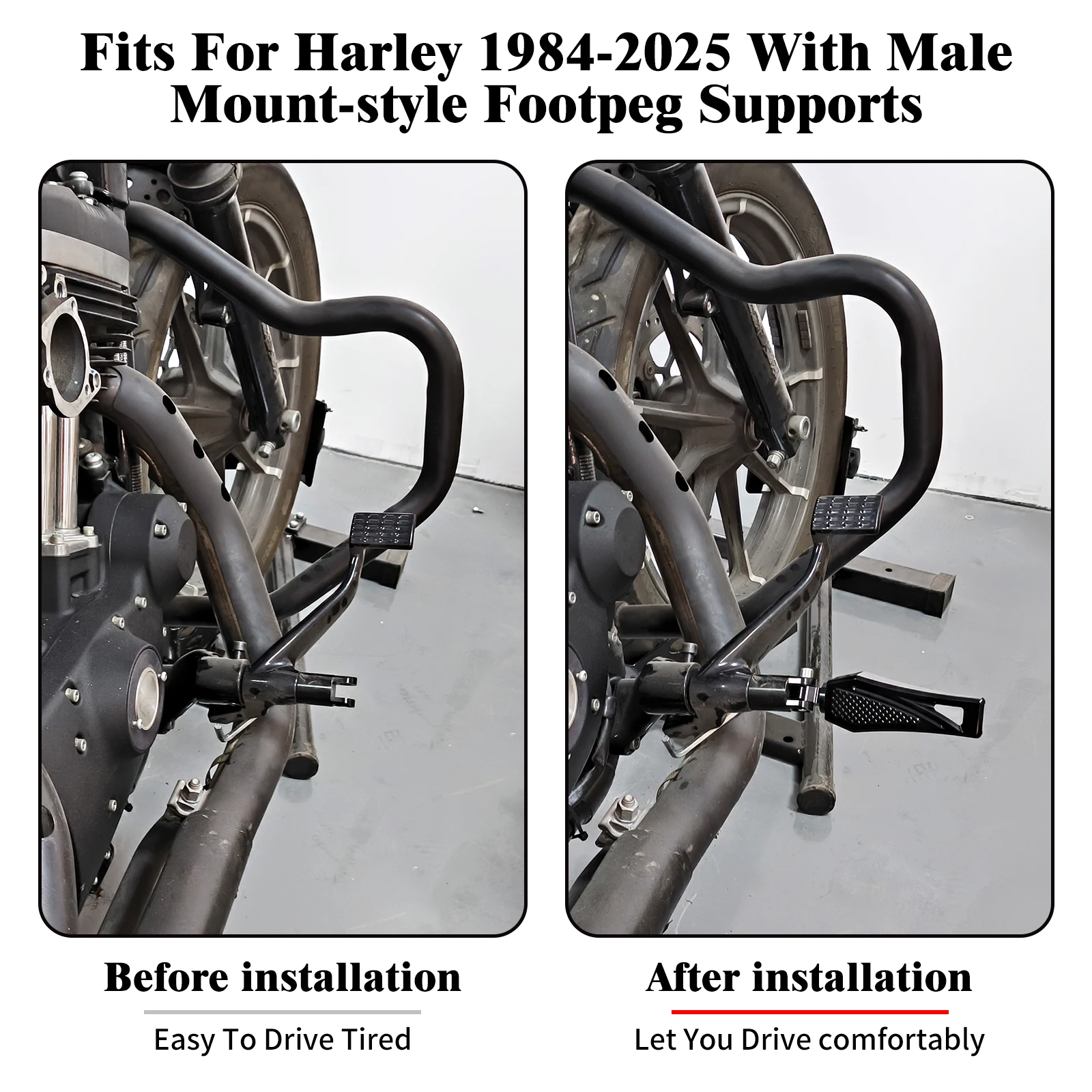 Motorcycle Rear Footrest Male Mount Footpegs Passenger Pedals For Harley Sportster XL Touring Road Street Glide Softail FL Dyna