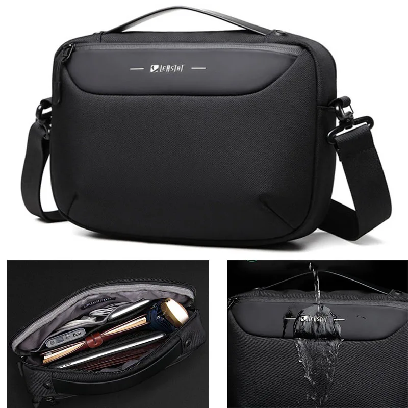 Bolso de hombro de marca para hombre, bandolera informal de negocios, clásico, negro