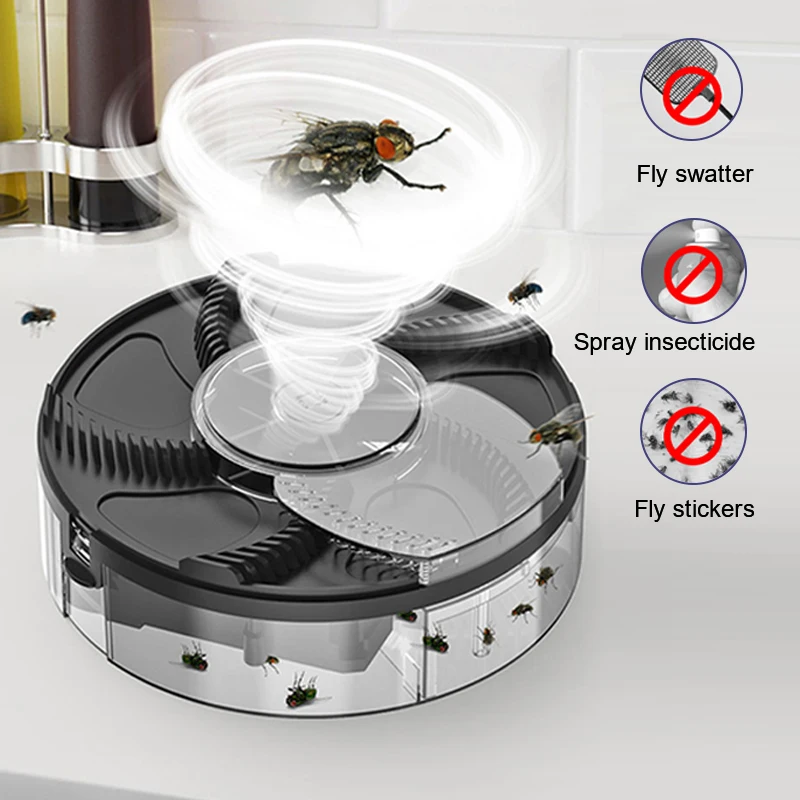 1200mAh Automatic Flycatcher Fly Trap Electric Insect Killers Indoor Pest Control Catcher Kicthen Fly Repeller USB Rechargeable