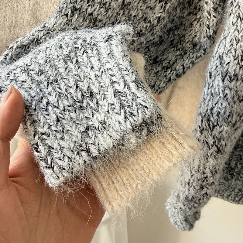 Casaco suéter de malha Laid-ba Aosphere Thiened com padrão de flor solto ajuste longo Sve com fecho de botão único malhas