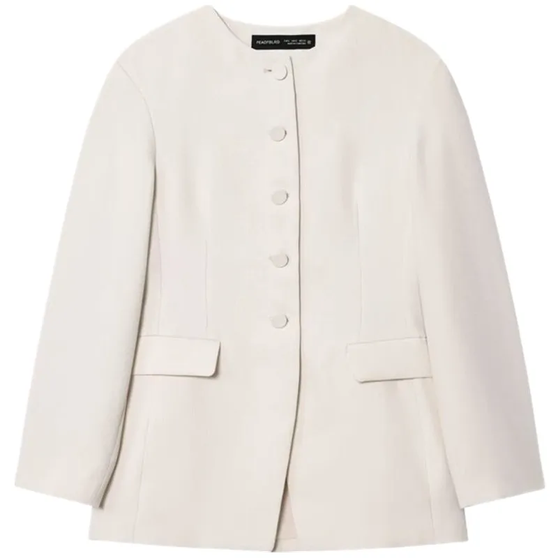 エレガントな通勤スタイル長袖ネックレスレディーススーツジャケット秋の新着多用途ファッショナブルなレディースアウター