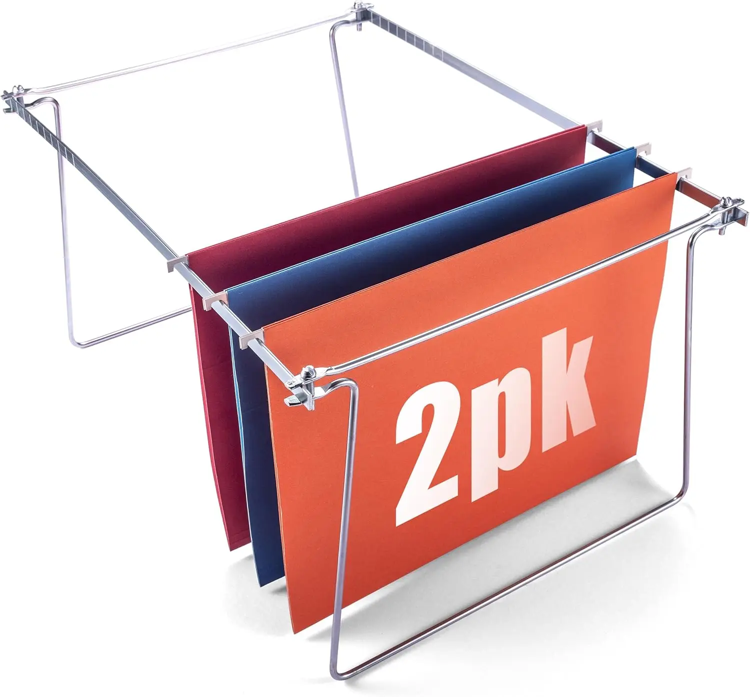 

Adjustable Hanging File Frame for Letter Size Folders, Silver, 2-Pack