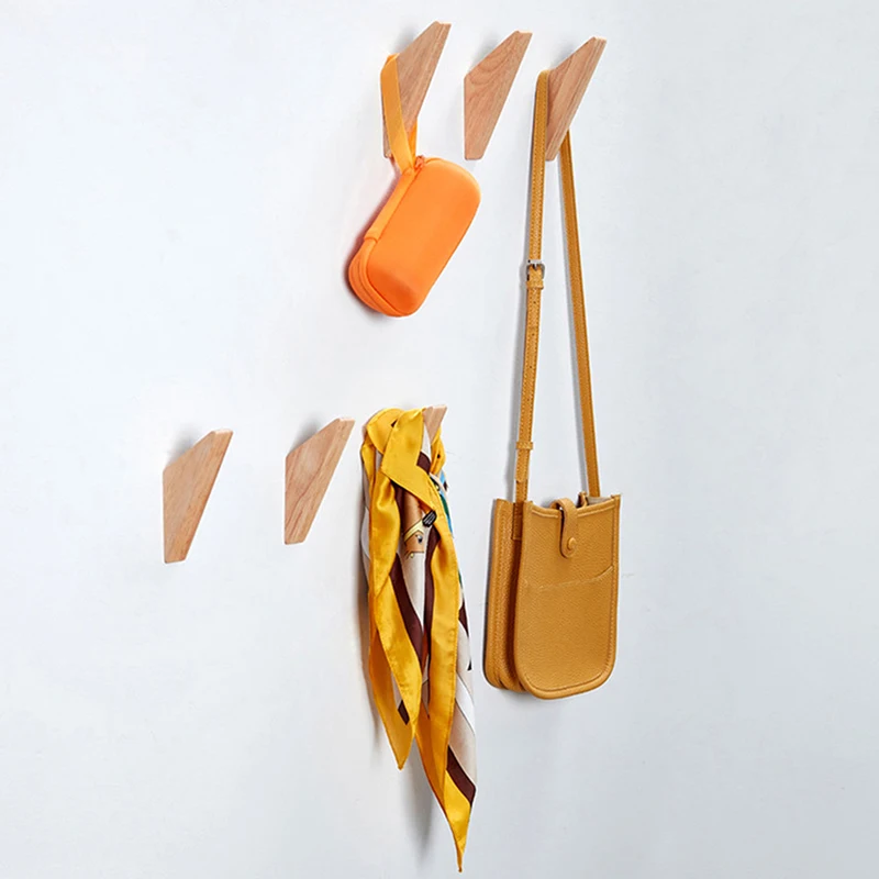 2/4PCS Wooden Coat Hook Wall Mounted Clothes Hanger Key Holder Hat Handbag Storage Hanging Rack Robe Towel Decorative Hanger