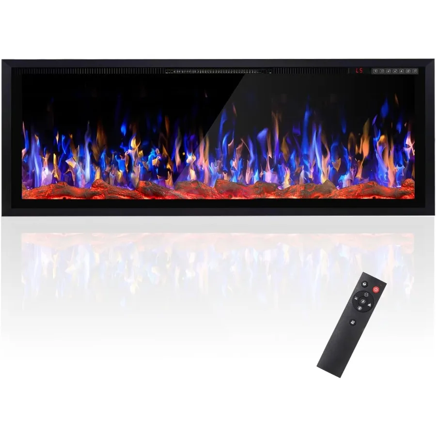

50-дюймовый встраиваемый и настенный электрический камин с малошумящим управлением. Ультраузкая конструкция рамы. Пульт дистанционного управления.