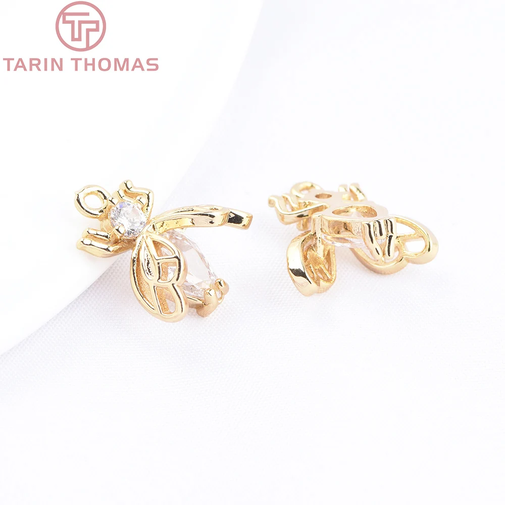 (9549) 18K Gold Color Brass with Zircon Animal and Insect Type Pendants High Quality DIY Jewelry Making Findings Wholesales