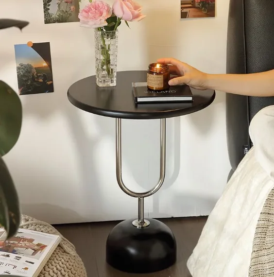 

#Modern Durable Bedside Sofa Side Table Solid Wood Stainless Steel Storage Rack Eco-Friendly Home Bedroom Living Room Furniture