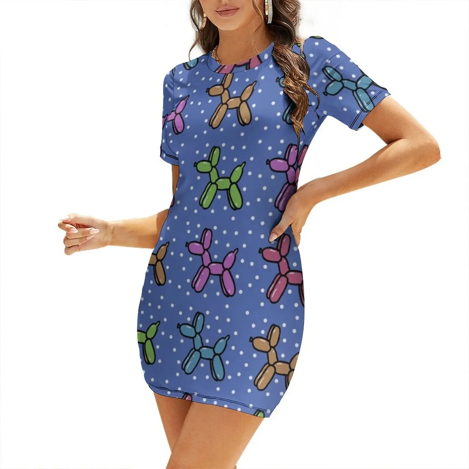 

Balloon Dogs: Muted Multi-color Short-Sleeved Dress luxury evening dresses for women 2026 summer dress daily woman dress