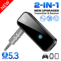 New Upgrades C28 2 IN 1 Bluetooth 5.3 Audio Receiver Transmitter 3.5MM AUX Stereo Music Wireless Adapter With Mic For Car TV PC