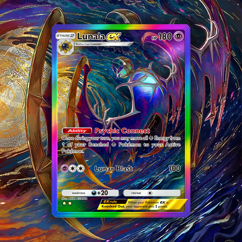 Pocket Solgaleo EX Lunala EX Zelfgemaakte Kaart Geëtste DIY Texturen Singles Pockemontcg Anime Collectie Game Kaarten
