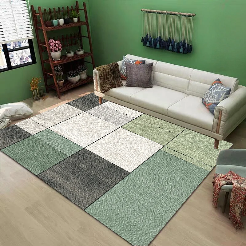 Modern Geometric carpets for living room Green Light Luxury Bedroom Decoration Rug Sofa Coffee Table Lounge Rug Floor Mat tapete