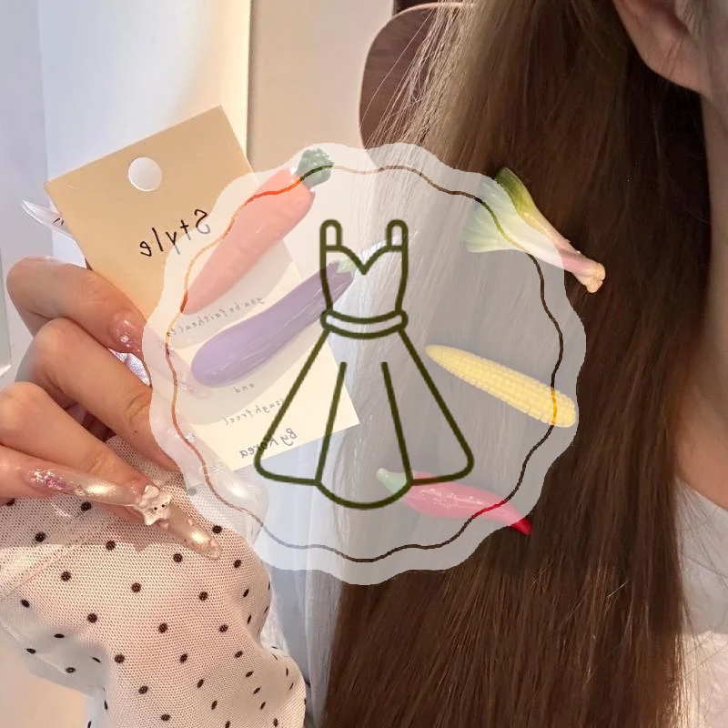 Novelty Funny Vegetable Shape Hair Pins Realistic Food Hair Barrettes Duckbill Clip Bangs Hair Ornament Children Side Hair Clip