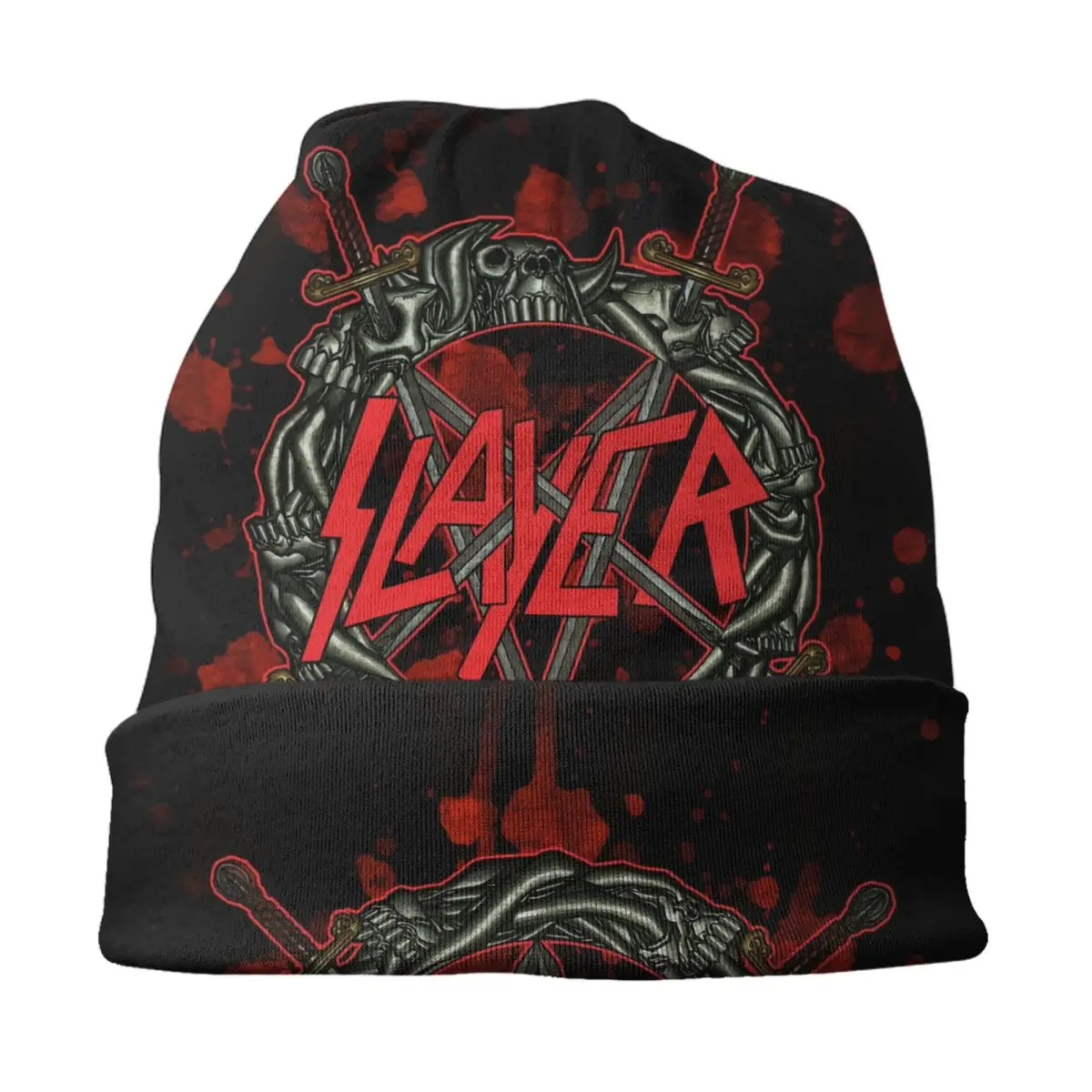 Custom Heavy Metal Rock Slayers Logo Beanies Caps Men Women Unisex Hip Hop Winter Warm Knit Hat Adult Thrash Band Bonnet Hats