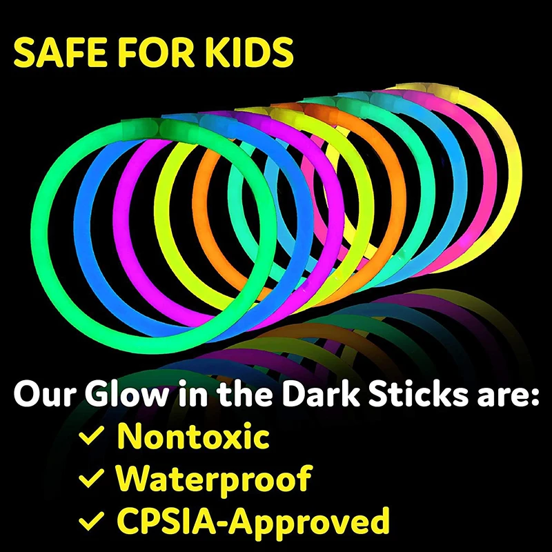 YOMDID 50/100Pcs Glow Sticks Bulk Party Favors Glow in the Dark Party Light Sticks for Glow Necklaces Bracelets for kids Adults