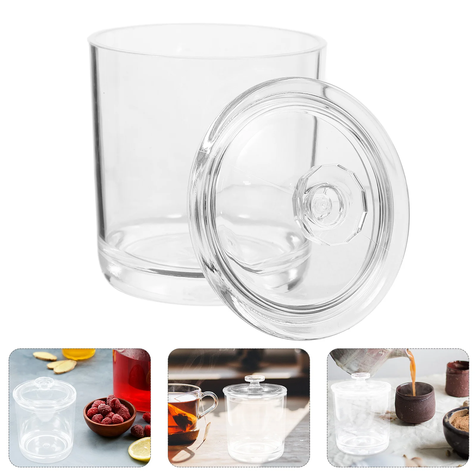 

Clear Acrylic Storage Jars Set of 3 Multi Purpose Food Canisters Airtight Kitchen Containers for Tea Coffee Sugar Cereals