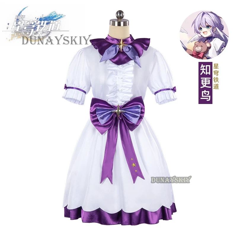 Gioco Honkai: Star Rail Robin Costume Cosplay infanzia bianco viola vestito da principessa copricapo parrucca donna adorabile vestito di Halloween