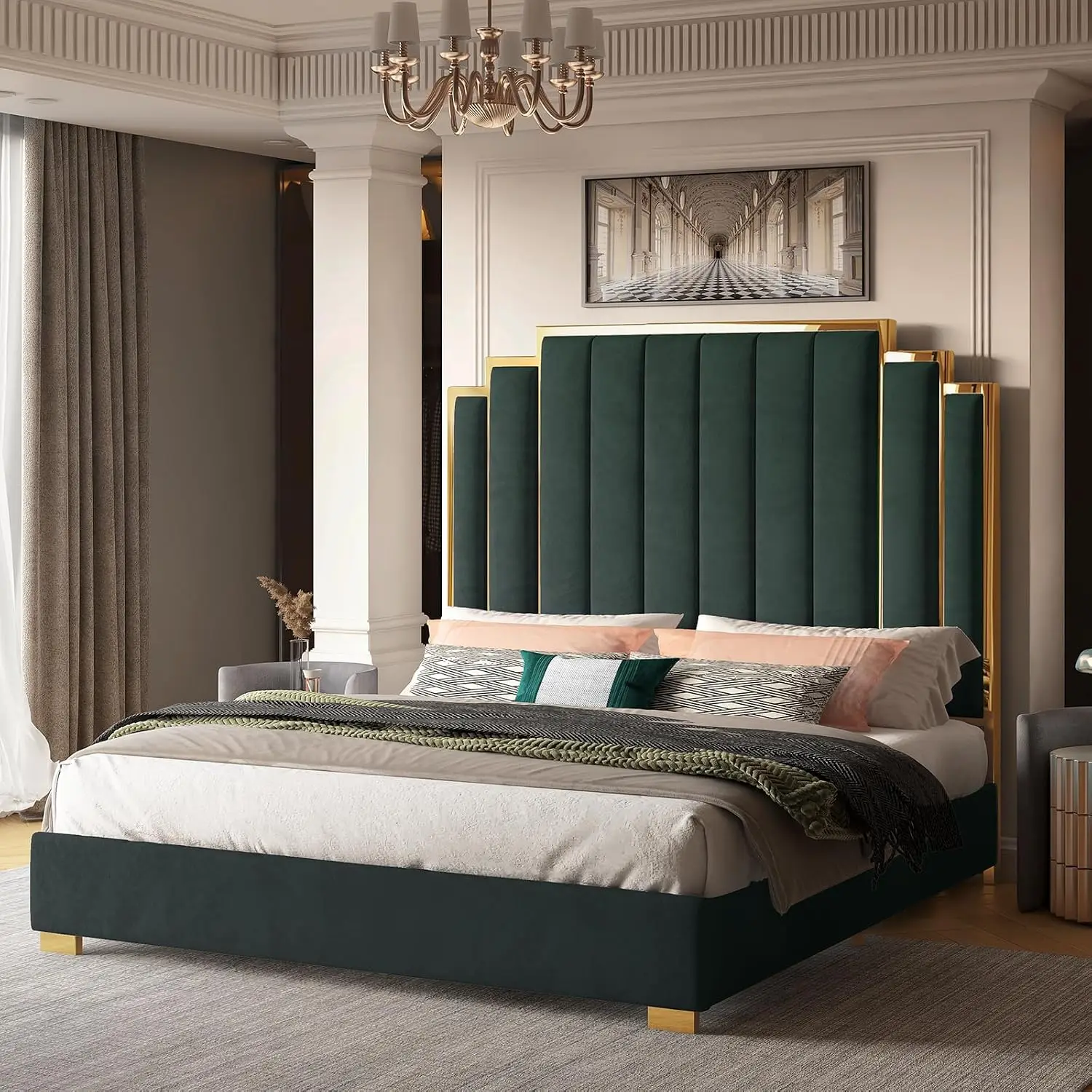 King Size Platform Bed Frame, 61.4