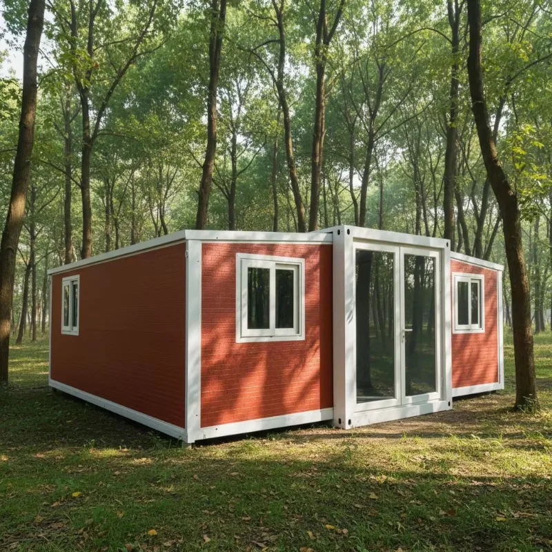 New Double Wing Living Prefabricated Expandable Modern Storage Container House Farmhouse Exterior Outdoor Warehouse Villa Park