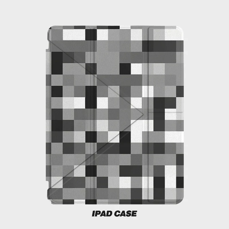 

Black Border Checkered Mosaic Art ins Trendy For iPad Case iPad 10 9 8 7 2020 Air 5 4 3 2 Pro 11 Mini Y-Fold Tri Fold Cover