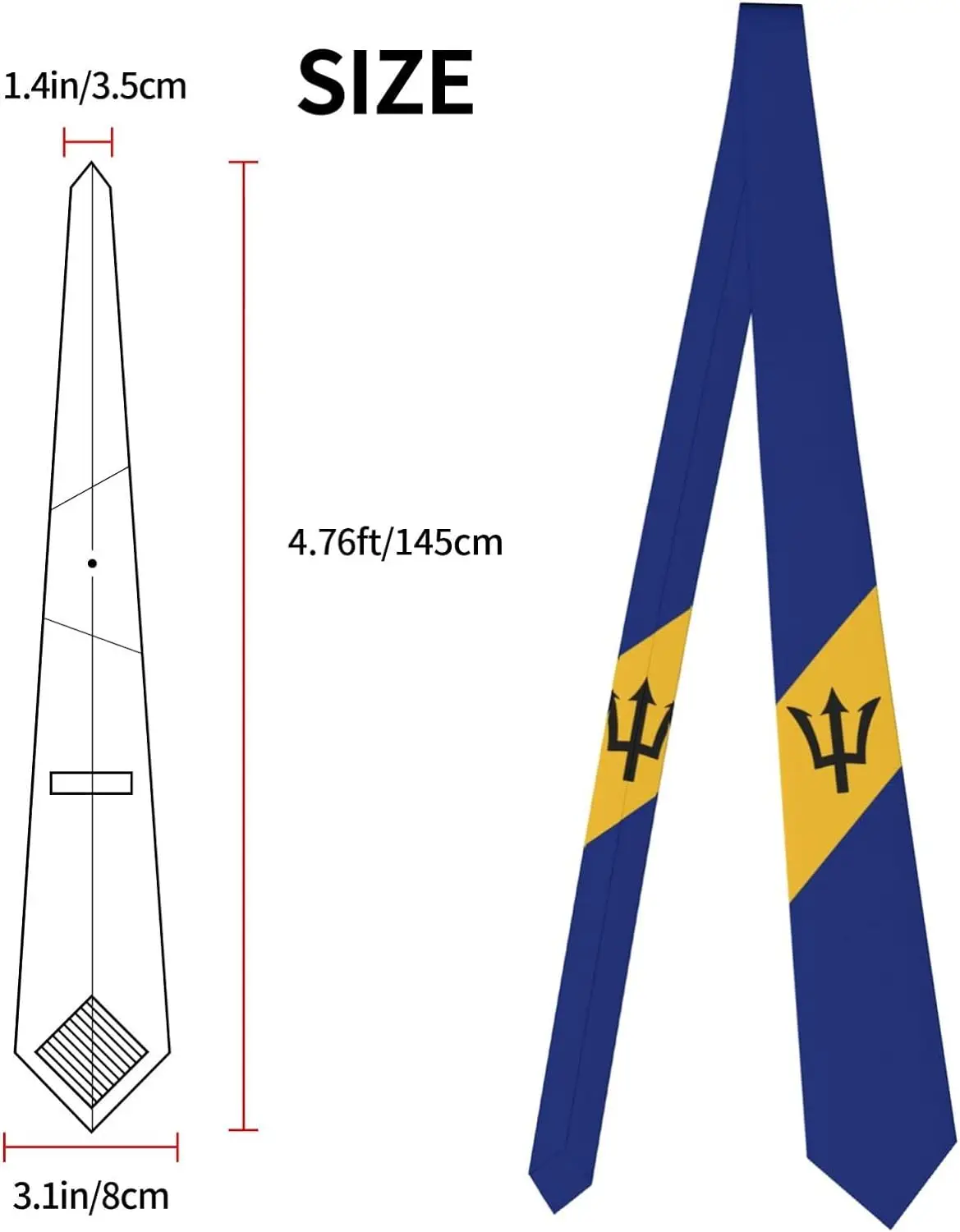 ربطة عنق مخططة بشعار علم باربادوس ، ربطات عنق رجالية ، ربطات عنق أعمال حفلات رجالية ، ربطة عنق ناعمة