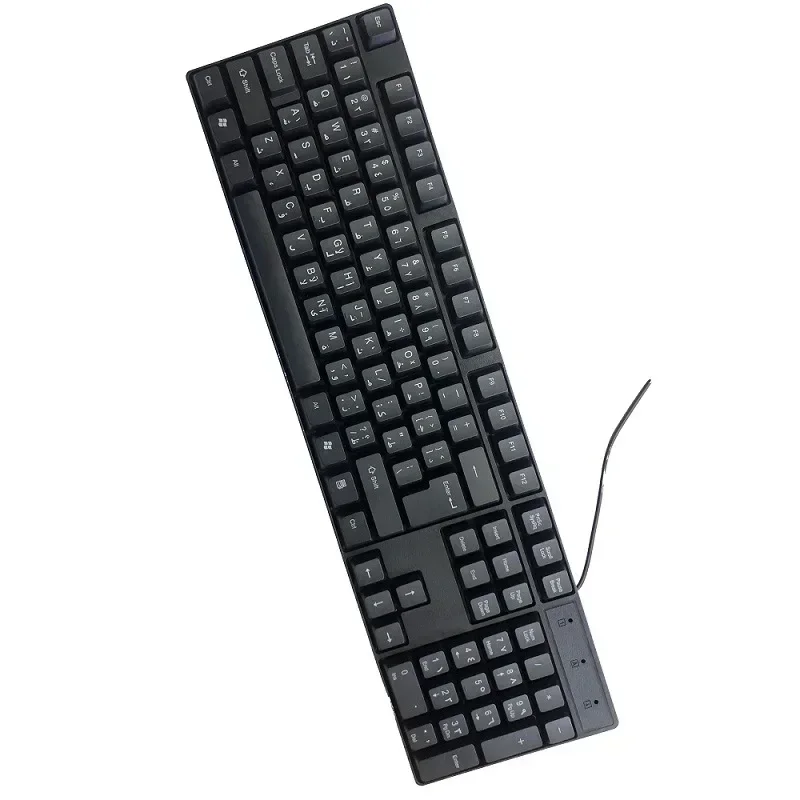 Teclado com fio de linguagem pequena Russo Espanhol Árabe Francês layout USB com fio 104 teclado de comércio exterior