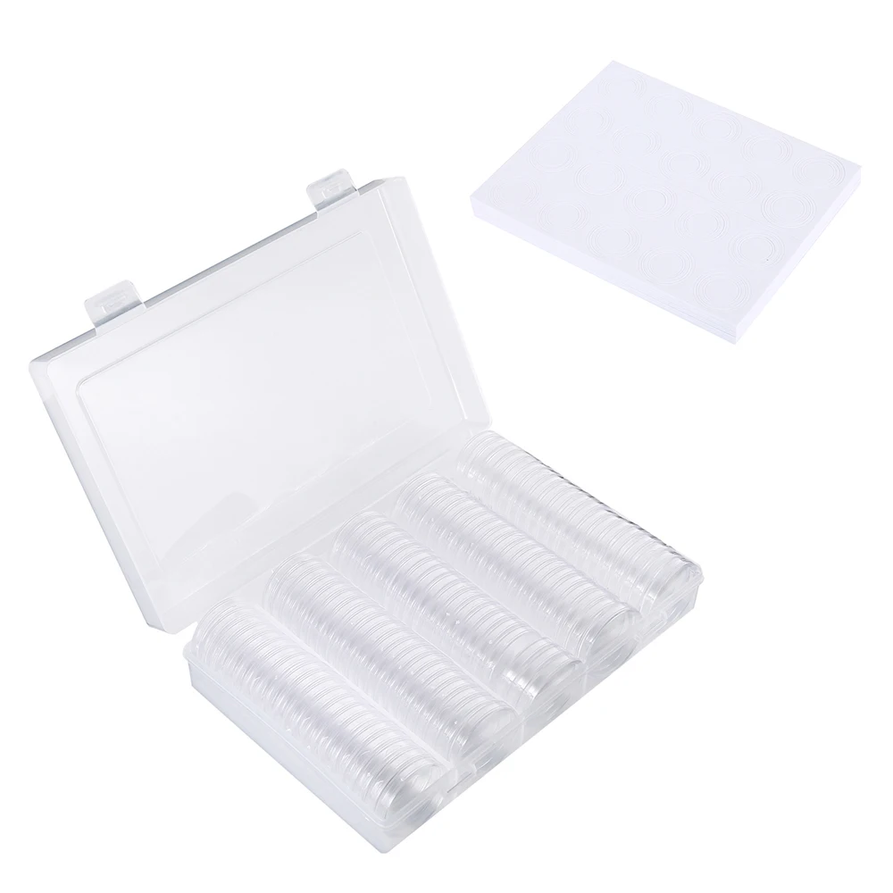 Gemini_mall® 100pcs 30mm Round Coin Box Plastic Collection Coin