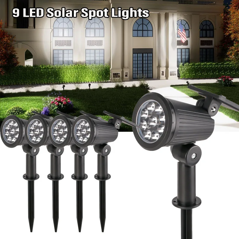 9 LED Solar Spot Light Outdoor Waterproof Spotlights Solar Garden Lights Landscape Lighting Decoration Pathway Lawn Lamp