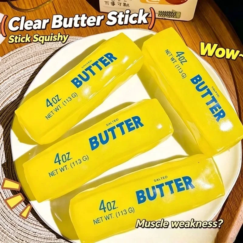 Moldable Butter Stick Squishy Stress Relief Toy New Vaseline Filled Butter Cheese Bar Squeeze Fidget Toy Decompression Toy Gifts