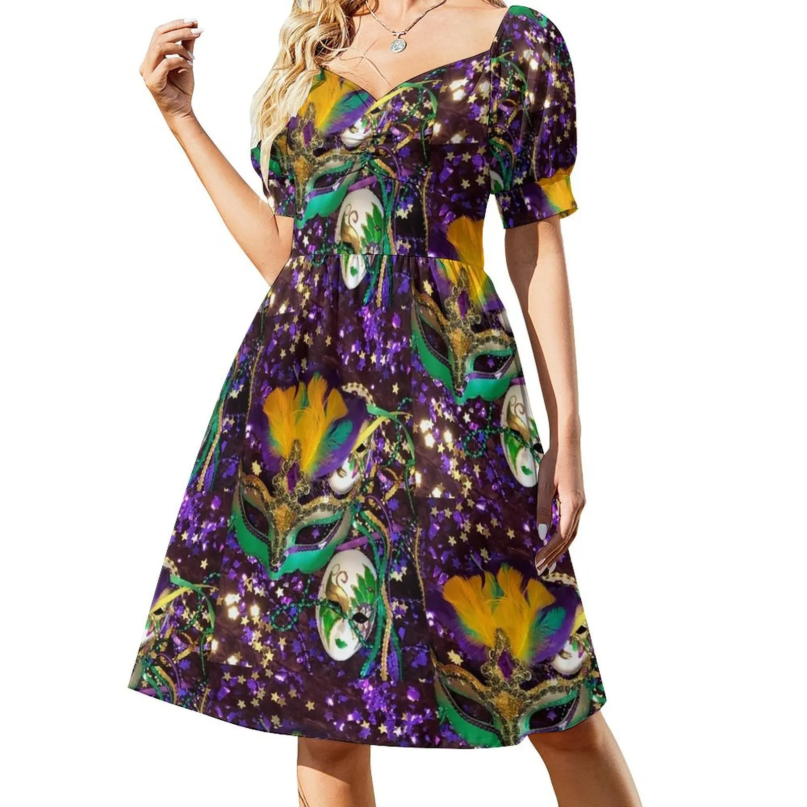 

Mardi Gras Carnival V Short Sleeved Dress Long dress woman long dress women summer