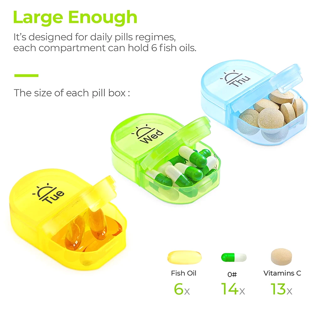 Weekly Pill Organizer 2 Times A Day, Color Tracking 7 Day AM PM Pill Box with Large BPA Free Pill Case for Vitamins, Fish Oils