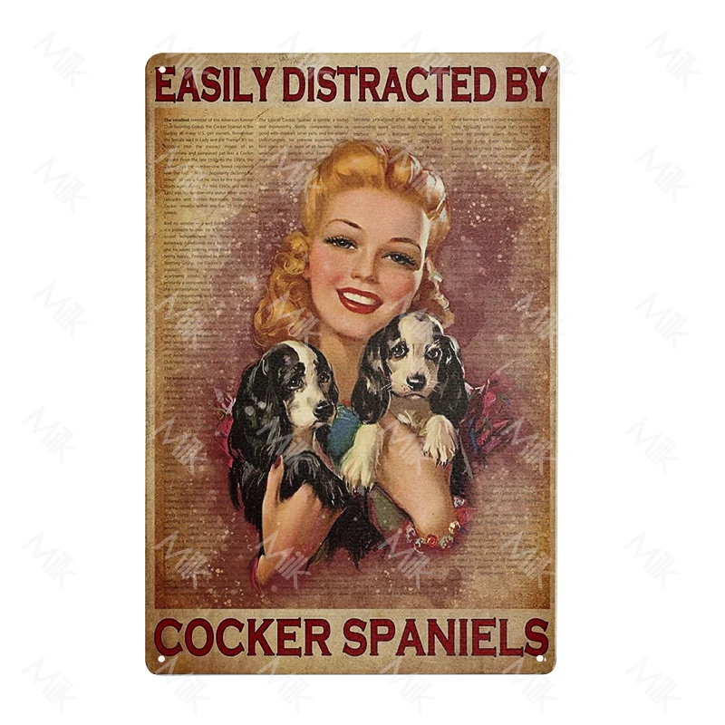 Metal Tin Signs Just A Girl Who Loves Cocker Spaniel Metal Poster Retro Plaque Art Gift Bar Pub Porch Shop Hotel Club Cafe Decor