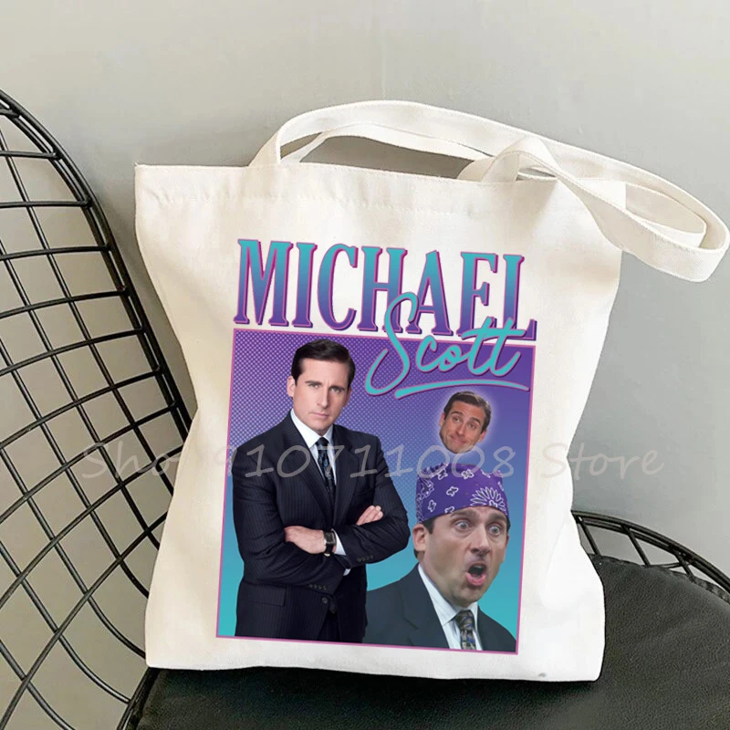 Michael Scott Print Shopping Bag US Office TV Show Retro 90\'s Vintage Funny Tote Bag Shoulder Canvas Bags