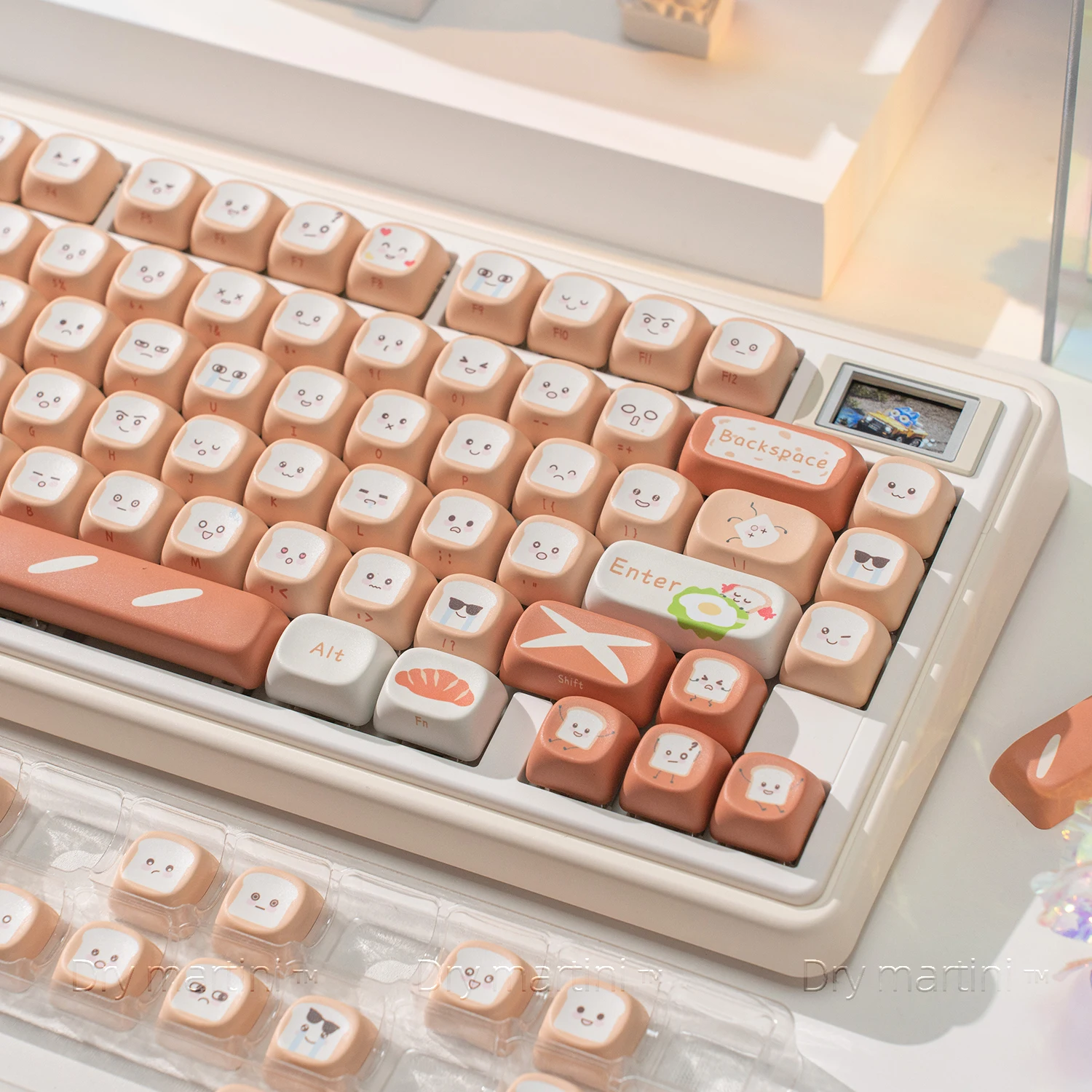 Custom 134 Key Toast Theme Keycaps Cute PBT Cherry MOA Profile Opaque for Mechanical Keyboard Accessory Gift
