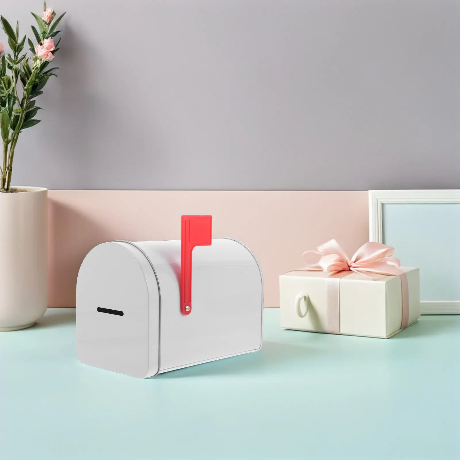 Vintage Tin Mailbox: Small Metal Money Box For Craft Playhouse Decorative Storage Card Collection Present Gift Organizer
