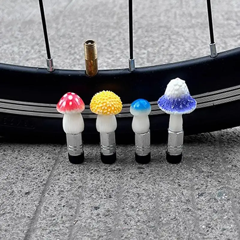 Metal Valve Stem Caps Leak-Proof Mushroom Valve Cap 4pcs External Vehicle Accessories Funny Tire Valve Cap Set Stem Covers For