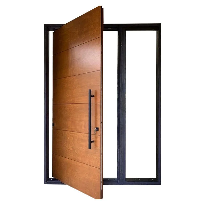 Customized cast aluminum entrance door, villa door single open wood grain folio, rural self-built house
