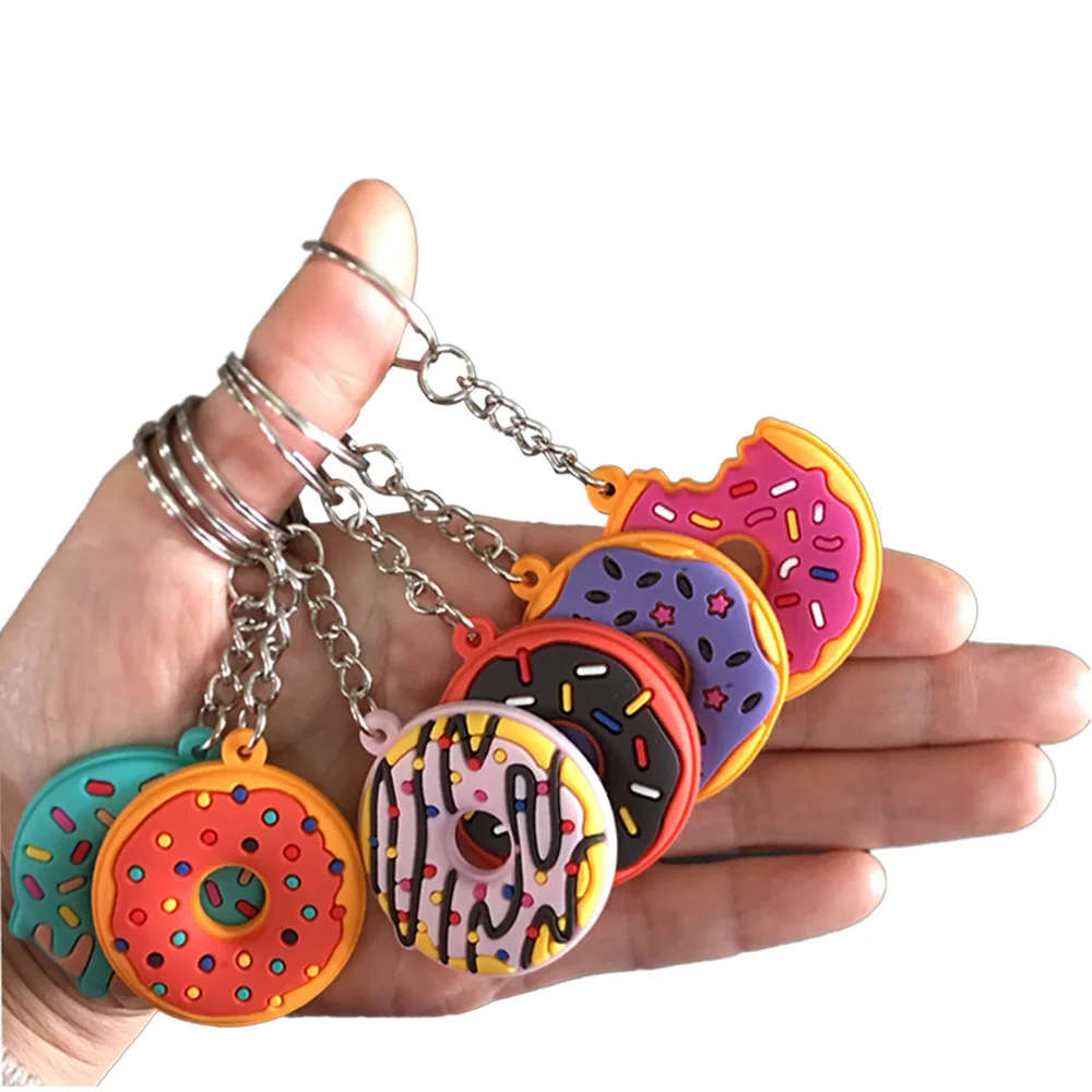 Creative Sweet Donut Keychain Party Favors Kids Food Pendant Keyrings Bag Pack Ornaments Keychain Accessories Gifts