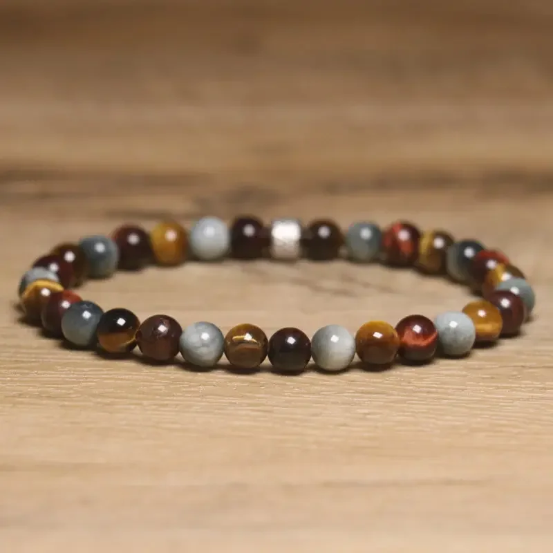 Oeil de tigre rouge naturel, oeil de tigre brun et oeil de faucon bracelet de perles rondes-étirement élastique pour la protection, la chance et l'équilibre des chakras ​