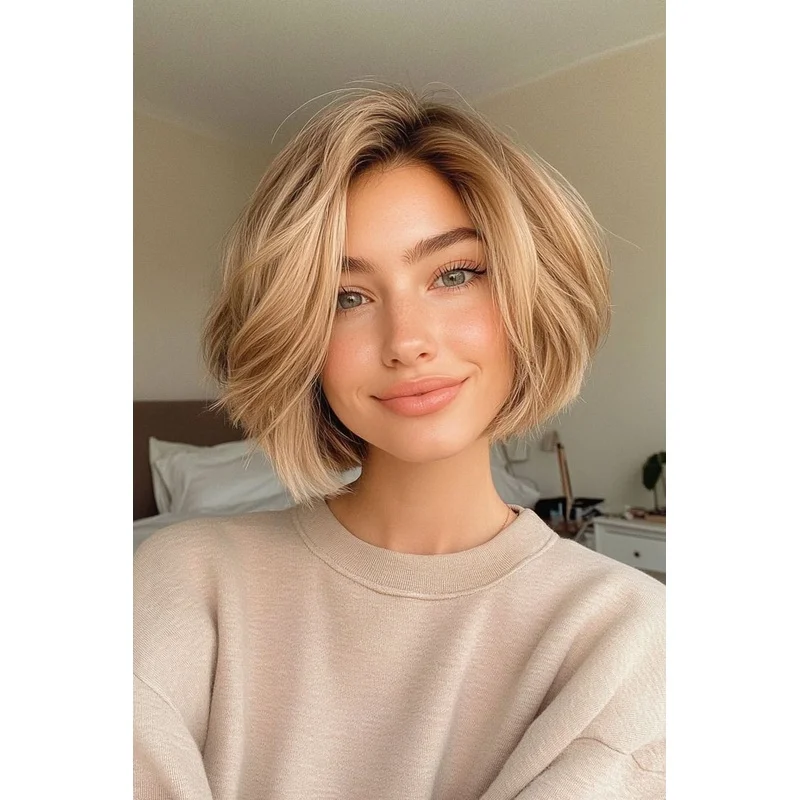 Ombre Golden Blonde Short Bob Wavy 13x4 Lace Front Wigs