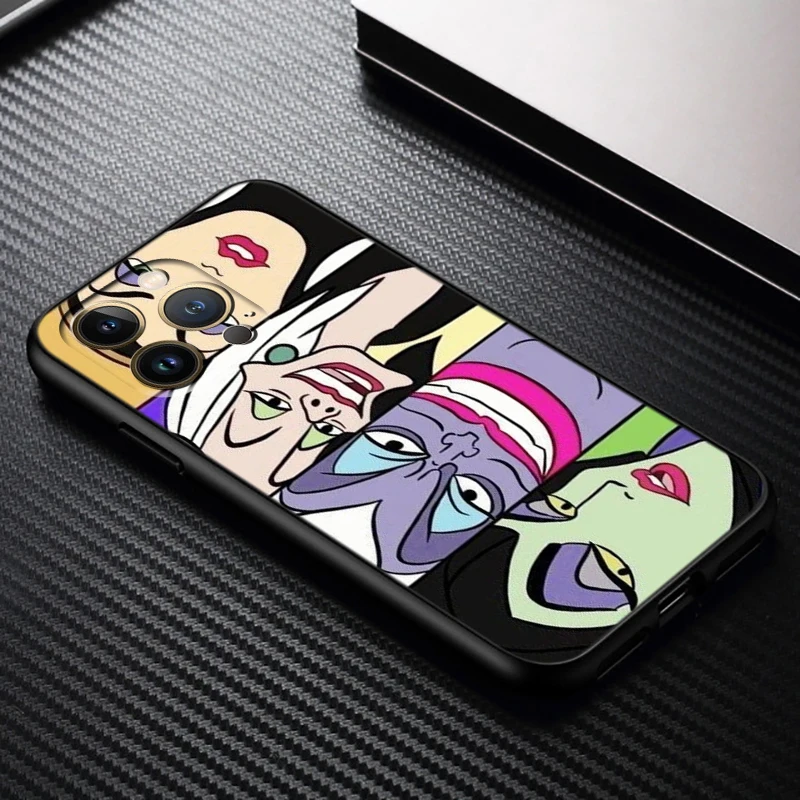 Casing ponsel ratu jahat Disney untuk iPhone 15 14 13 12 11 XS XR X 8 7 SE Pro Max Plus TPU hitam Mini