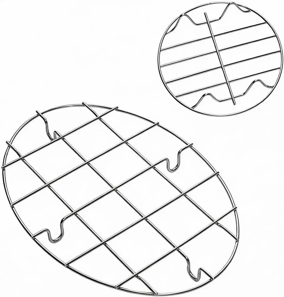 2 Pieces 304 Stainless Steel Cooling Racks Roasting Round and Oval Shapes Included Multi-Purpose Cooking Rack 6 7 8 9 10 Inch