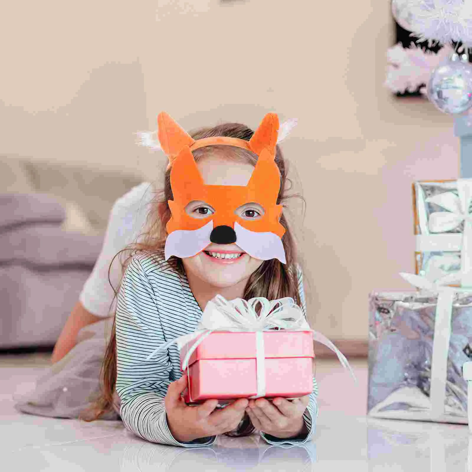 Fox Mask Animal Clothing Set kids Cosplay Costumes Tail Ear Clip plush Faux Fur Fox Mask stage perform masquerade party Supplies