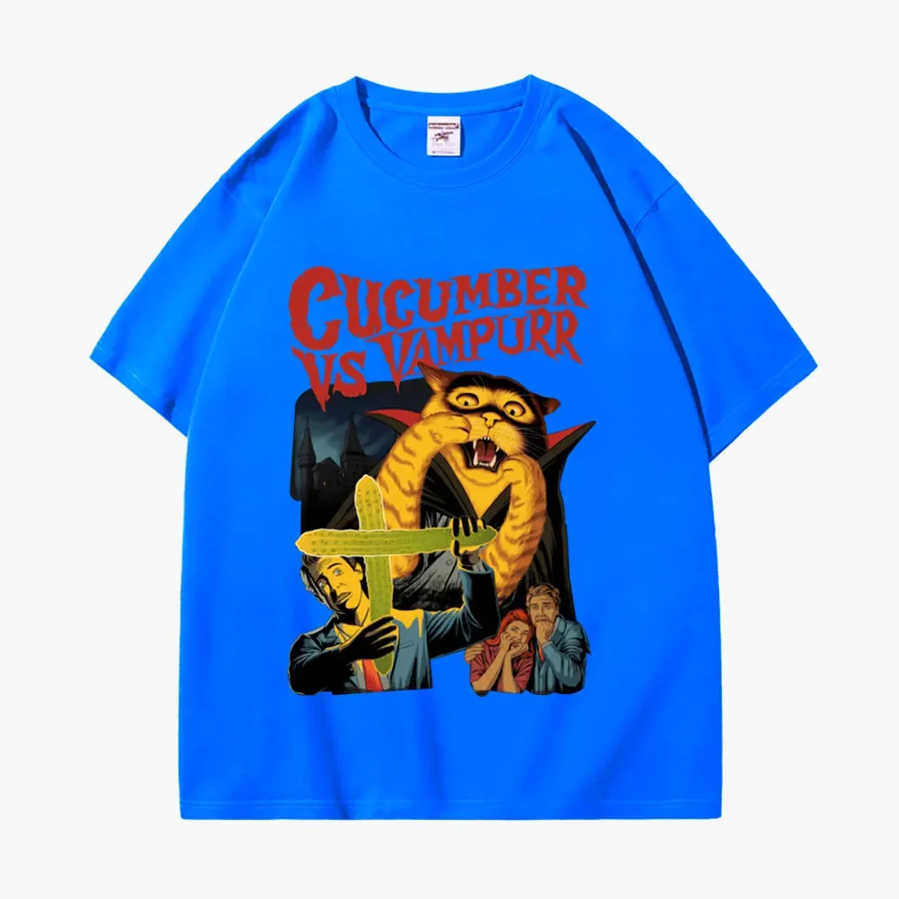 男性と女性のためのヴィンテージキャットプリントTシャツ,面白いホラーTシャツ,特大のゴシックTシャツ,ストリートウェア