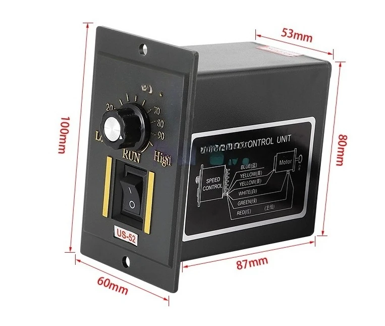 Motor Speed Controller US-52 Variable Speed Single Phase 220V AC Universal Motor Speed Controller Forward and Reverse 6-250W