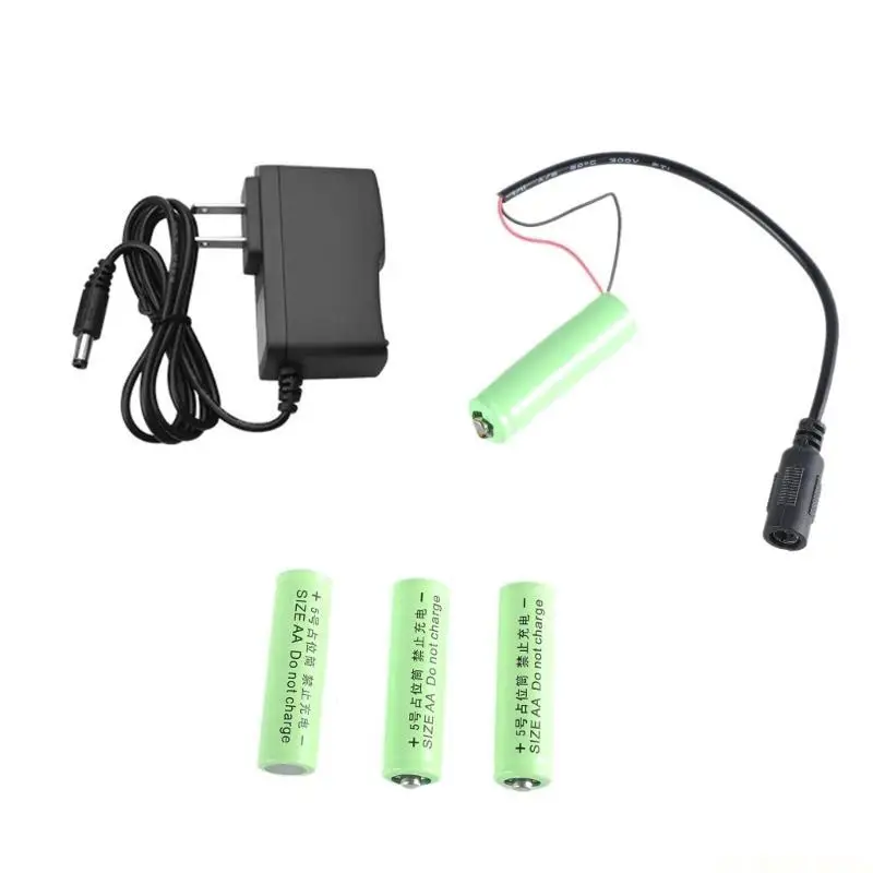 E56B US Plug to 6V AA LR6 Dummy Battery Cable for 4Pcs AA LR6 Battery for Toy Controllers