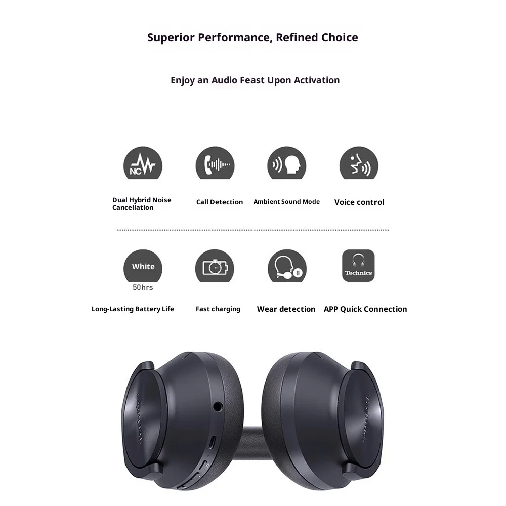 테크닉스 EAH-A800 헤드마운트 블루투스 헤드폰, 무선/유선 01 하이브리드 노이즈 캔슬링, 빠른 충전, 긴 배터리 수명