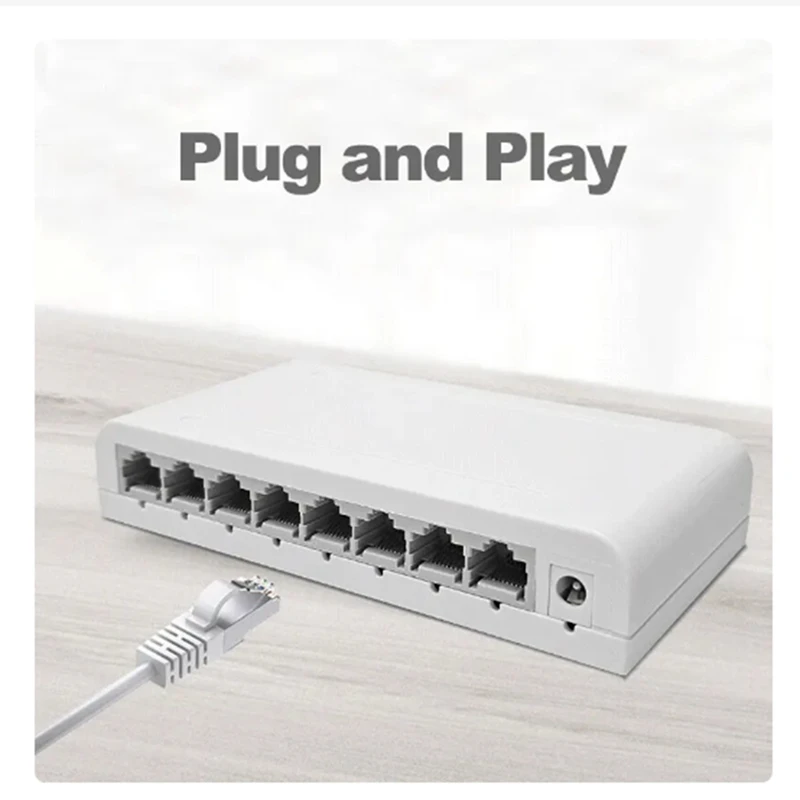 8 Port Gigabit Data Switch,Network Hub,Desktop Ethernet Splitter,Plug & Play Shielded Ports Fanless Quiet Mini Portable Durable