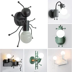 Criativo moderno lâmpada de parede nordic arandela boneca dos desenhos animados luz parede americano minimalismo metal robô lâmpadas para crianças do bebê sala estar