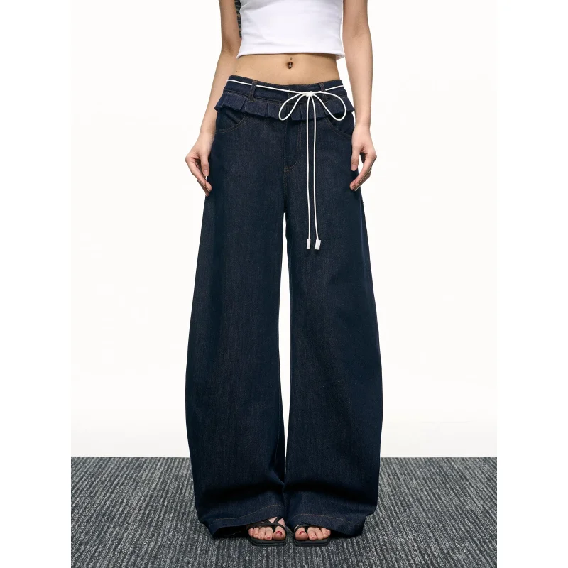 

Широкие брюки в уличном стиле в стиле ретро, нишевые брюки длиной до пола, свободные джинсы с высокой талией для женщин