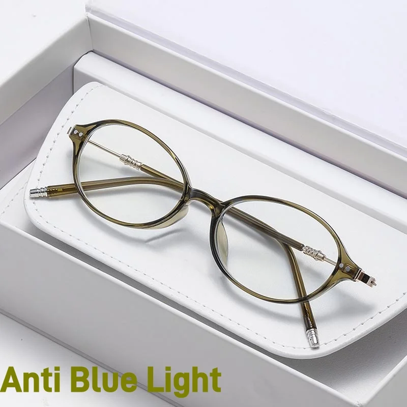 

Korean Style Small Oval Frame Anti-Blue Light Reading Glasses Fashionable Women High Definition Comfort No Diopter Eyewear
